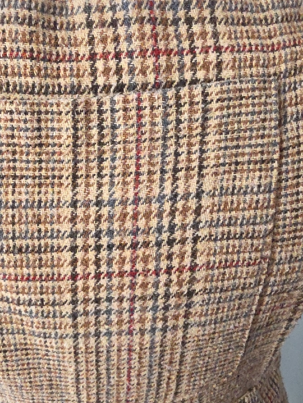 CIDER Women's Tan Houndstooth Plaid Preppy Straight Wide Leg Side Zip Overall XS - Picture 6 of 10
